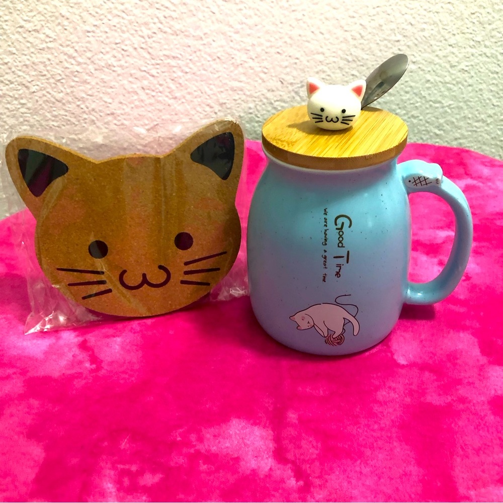 Kitty ‘Good Time’ Coffee/Tea Mug + Spoon - Great Price!!